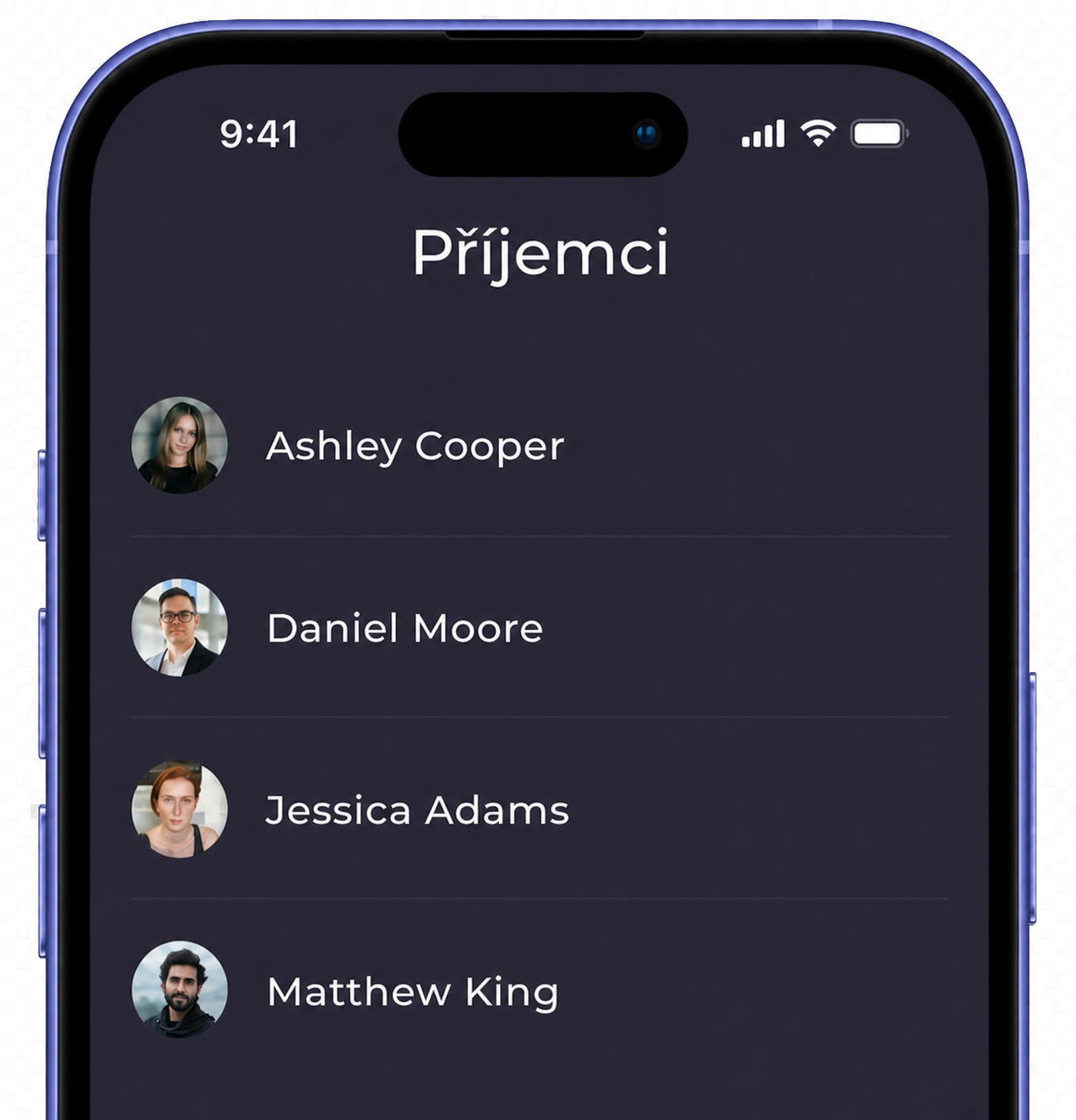 Příjemci v aplikaci LegacyApp